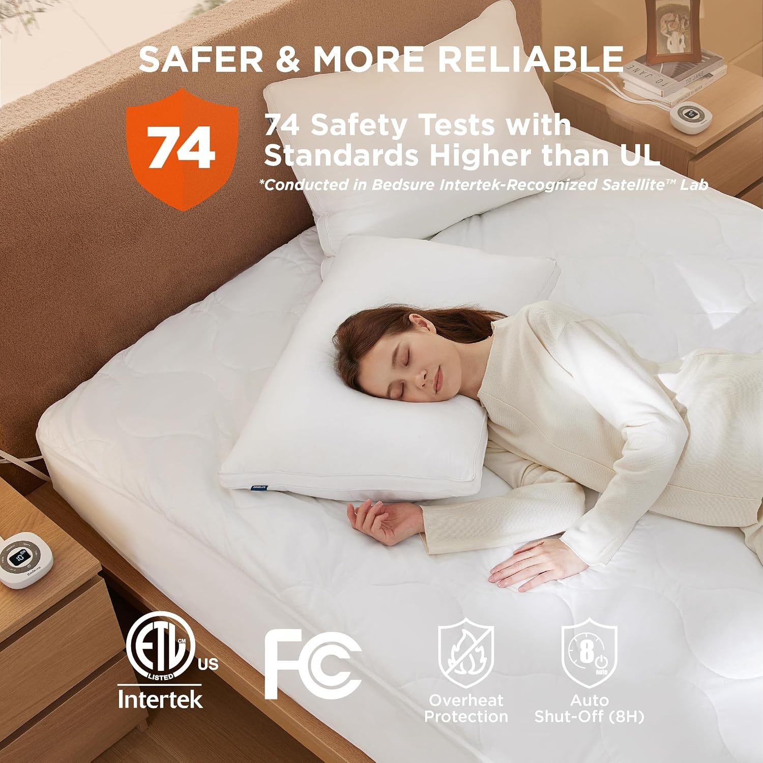 image:imageBedsure Waterproof Heated Mattress Pad Queen Cotton Top Electric Bed WarmerQueen