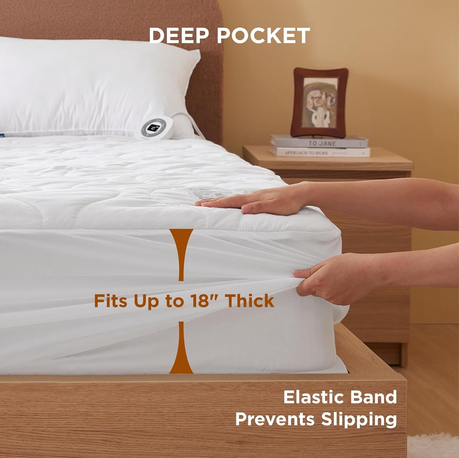 image:imageBedsure Waterproof Heated Mattress Pad Queen Cotton Top Electric Bed WarmerQueen