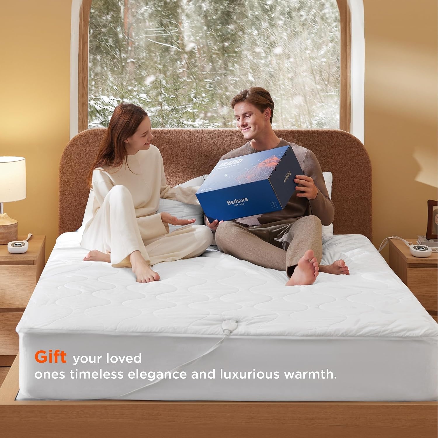 image:imageBedsure Waterproof Heated Mattress Pad Queen Cotton Top Electric Bed WarmerTwin
