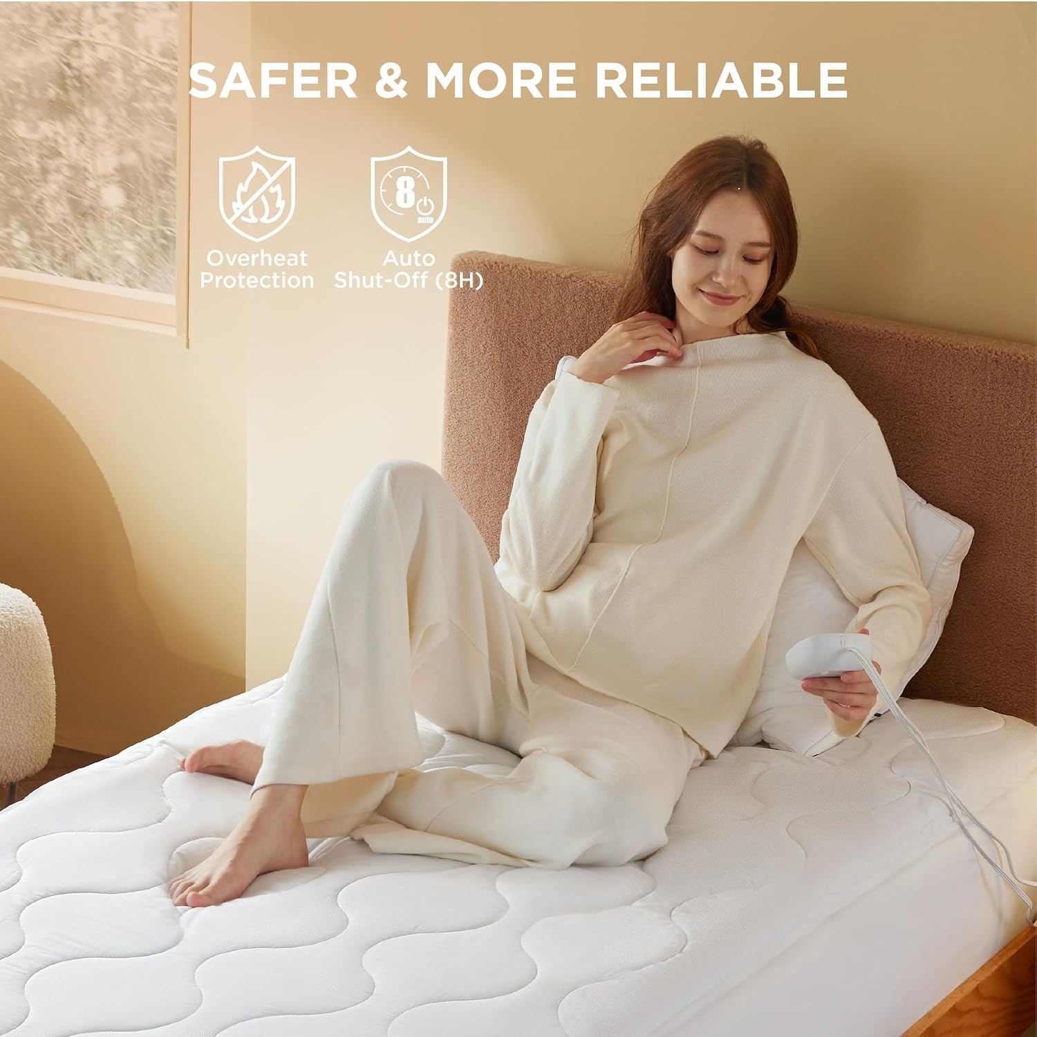 image:imageBedsure Waterproof Heated Mattress Pad Queen Cotton Top Electric Bed WarmerTwin