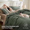 Bedsure Striped Duvet Cover Set Cotton-Like Bedding Queen Size, Olive Green(03 – Stripes – Olive Green (No Comforter))