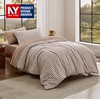 Bedsure Striped Duvet Cover Set Cotton-Like Bedding Queen Size, Olive Green(04 – Gingham – Brown (No Comforter))