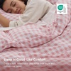 Bedsure Striped Duvet Cover Set Cotton-Like Bedding Queen Size, Olive Green(06 – Gingham – Pink (No Comforter))