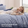 Bedsure Striped Duvet Cover Set Cotton-Like Bedding Queen Size, Olive Green(07 – Gingham – Navy Blue (No Comforter))