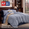 Bedsure Striped Duvet Cover Set Cotton-Like Bedding Queen Size, Olive Green(07 – Gingham – Navy Blue (No Comforter))