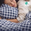 Bedsure Striped Duvet Cover Set Cotton-Like Bedding Queen Size, Olive Green(07 – Gingham – Navy Blue (No Comforter))