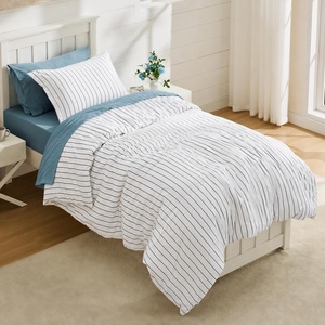 Bedsure Striped Duvet Cover Set Cotton-Like Bedding Queen Size, Olive Green(01 – Stripes – Black/White (No Comforter))