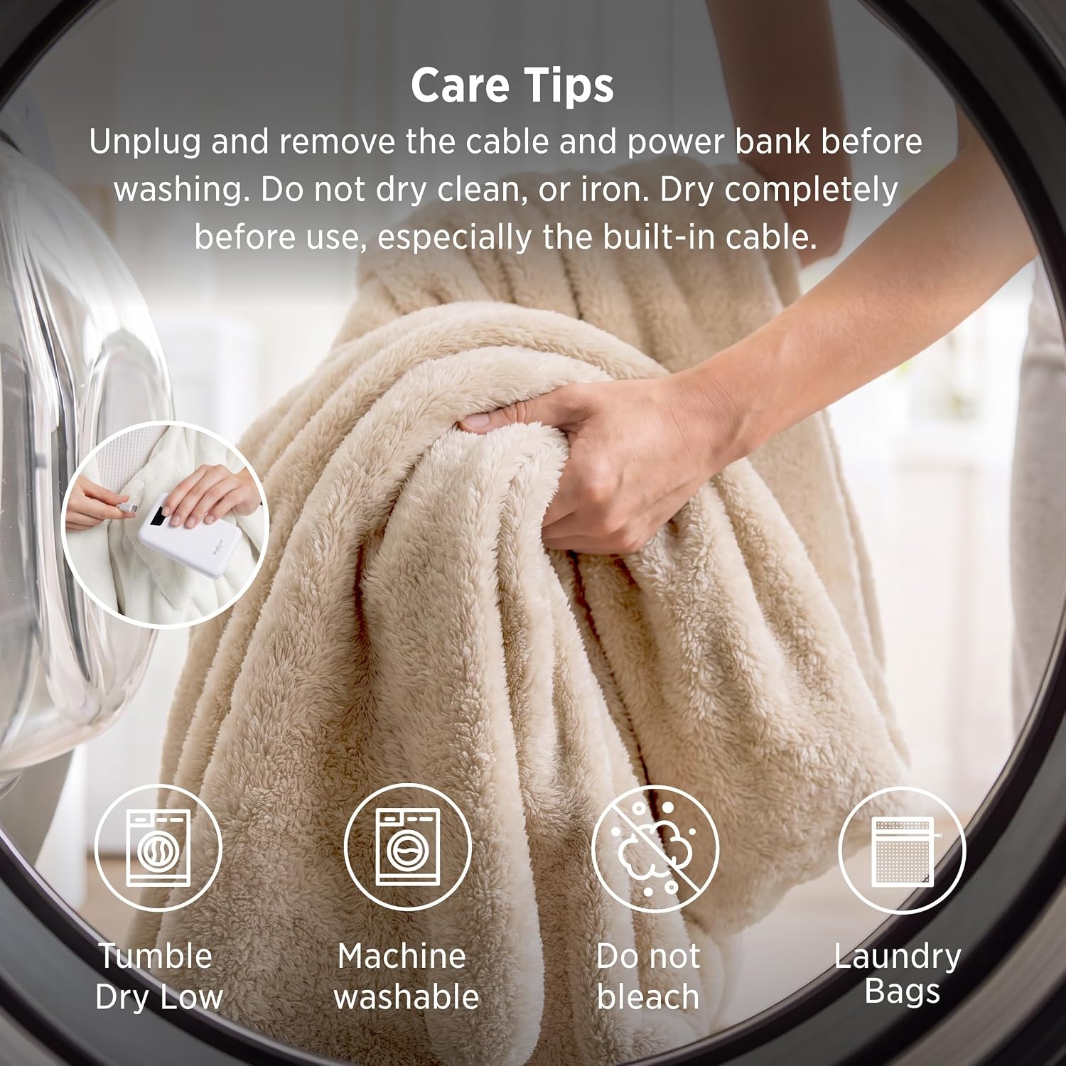 image:imageBedsure Cordless Wearable Heated Blanket Hoodie Blue Portable Heated Shawl03 Cream