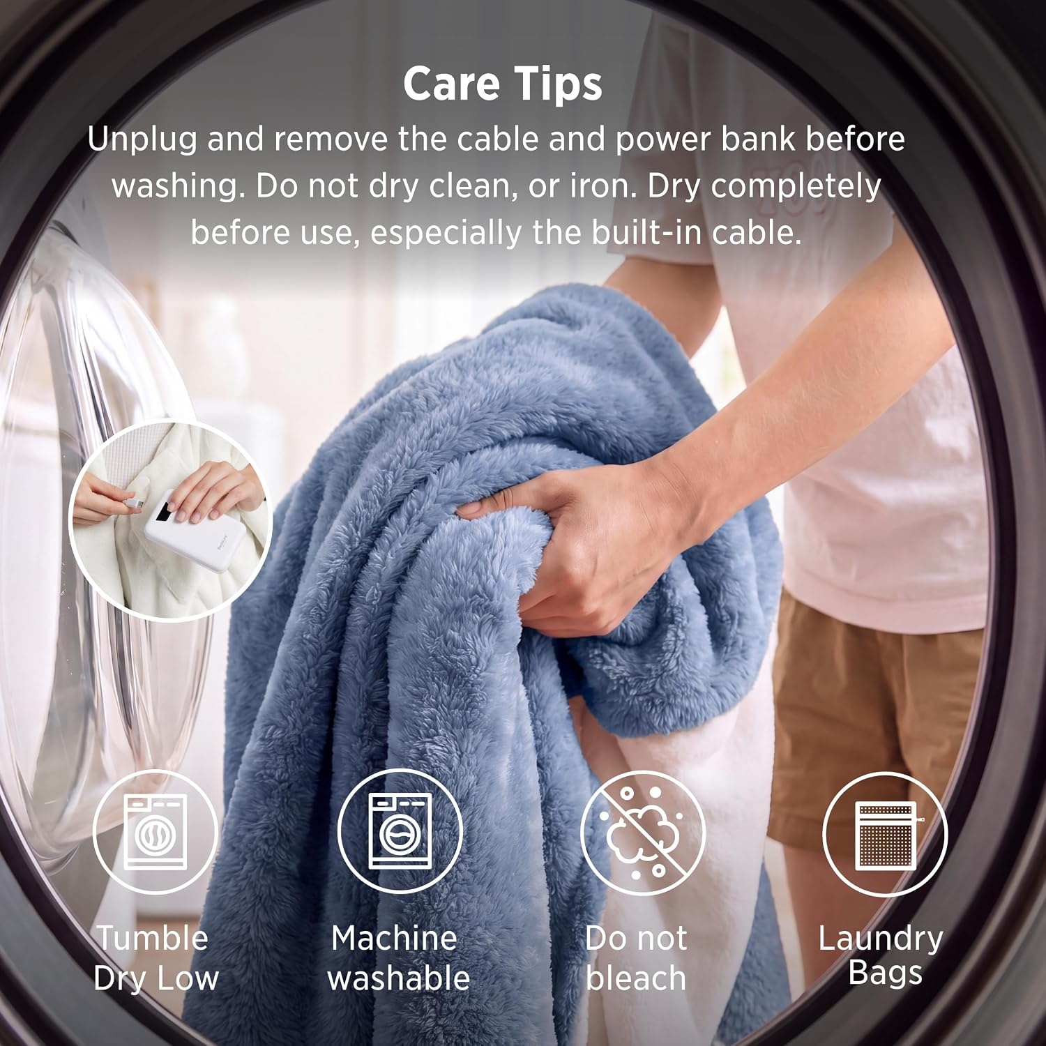 image:imageBedsure Cordless Wearable Heated Blanket Hoodie Blue Portable Heated Shawl04 Blue