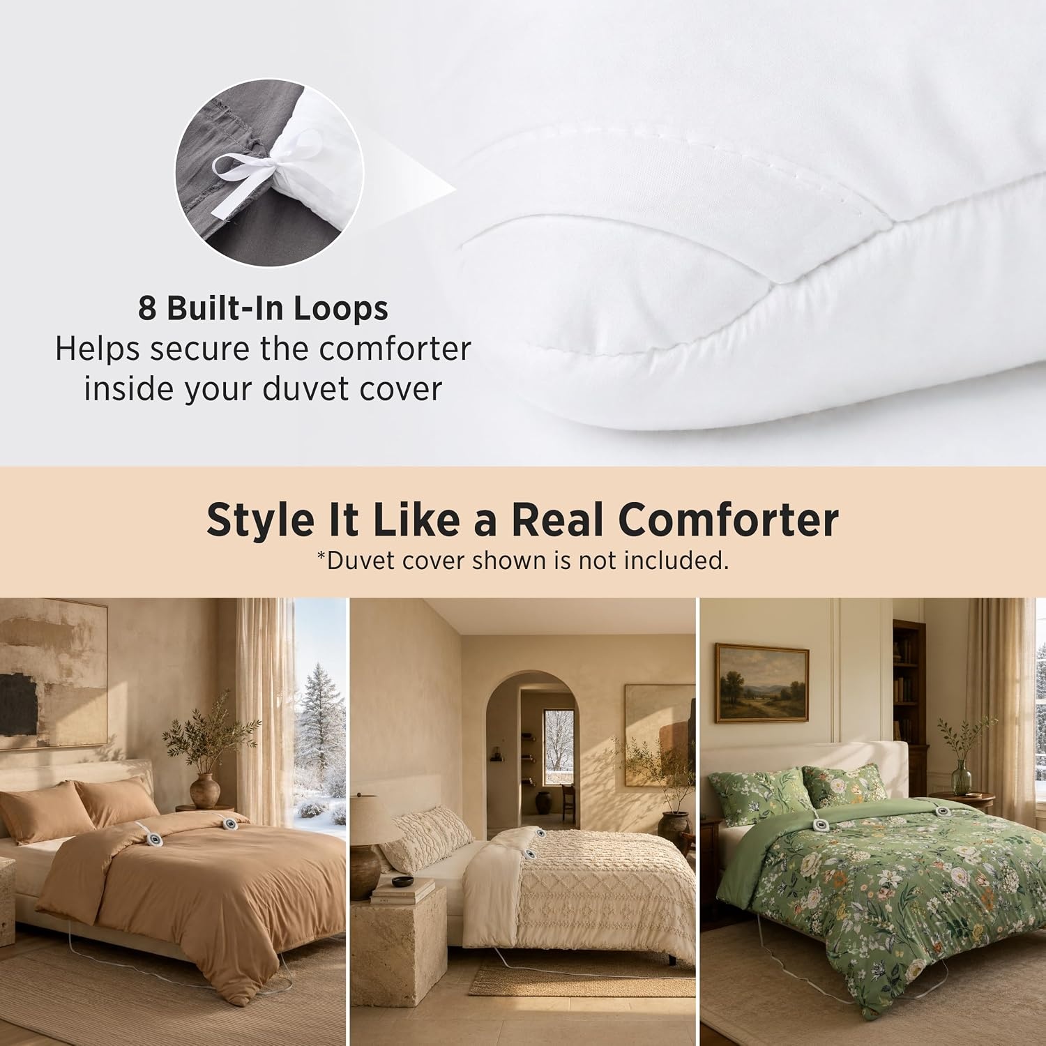 image:imageBedsure HeatX Heated Comforter Duvet Insert Queen Thick Heated Blanket01 White