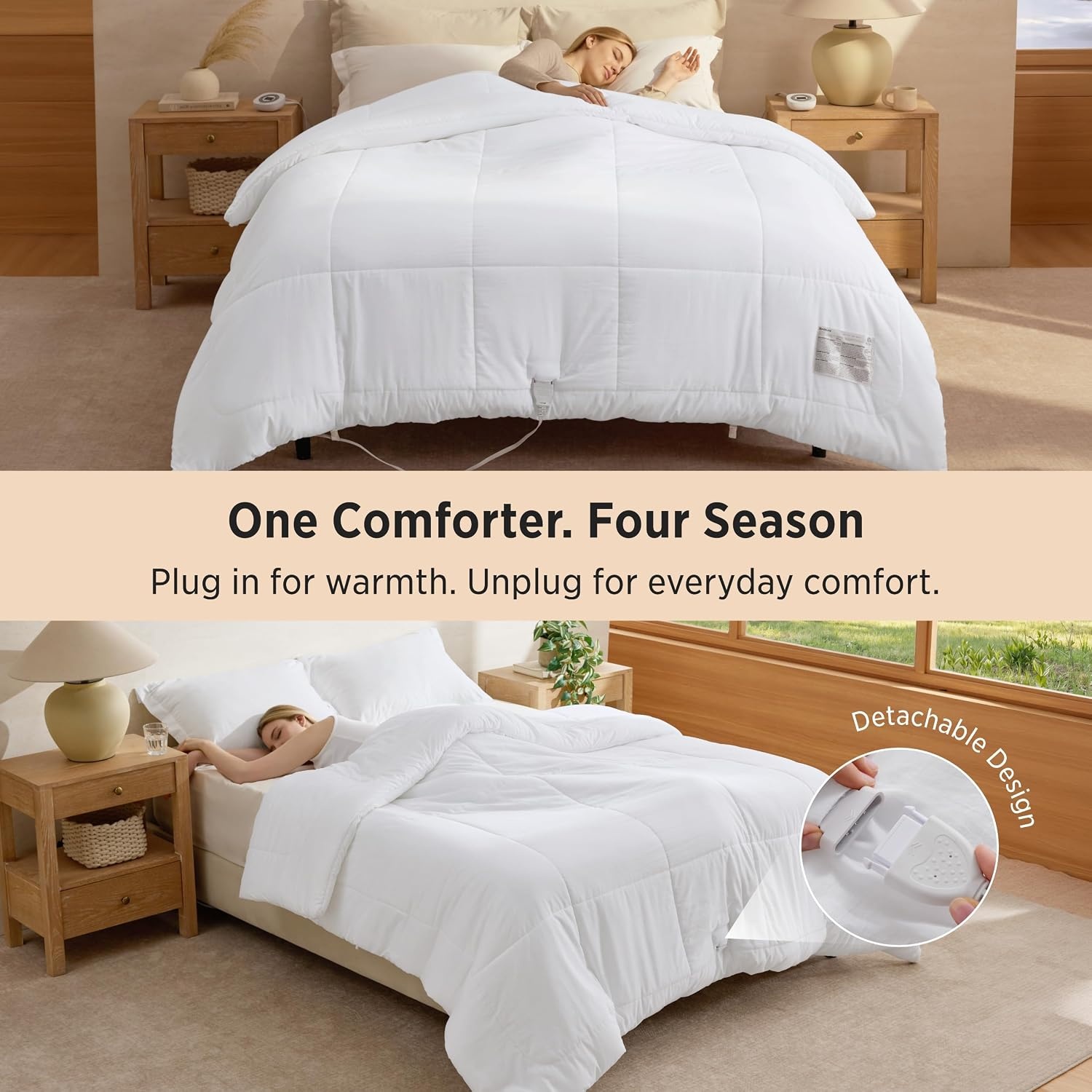 image:imageBedsure HeatX Heated Comforter Duvet Insert Queen Thick Heated Blanket01 White