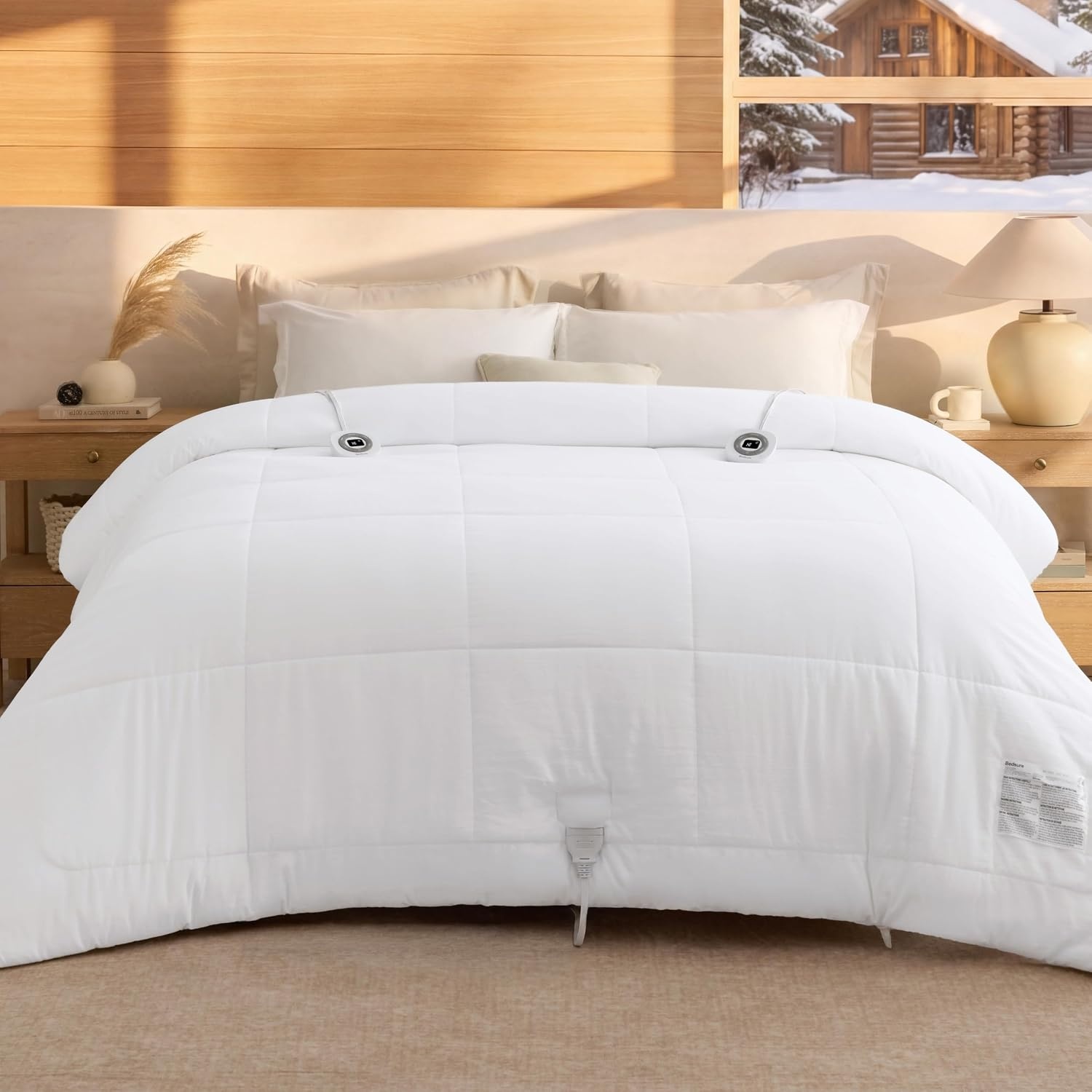 image:imageBedsure HeatX Heated Comforter Duvet Insert Queen Thick Heated Blanket01 White