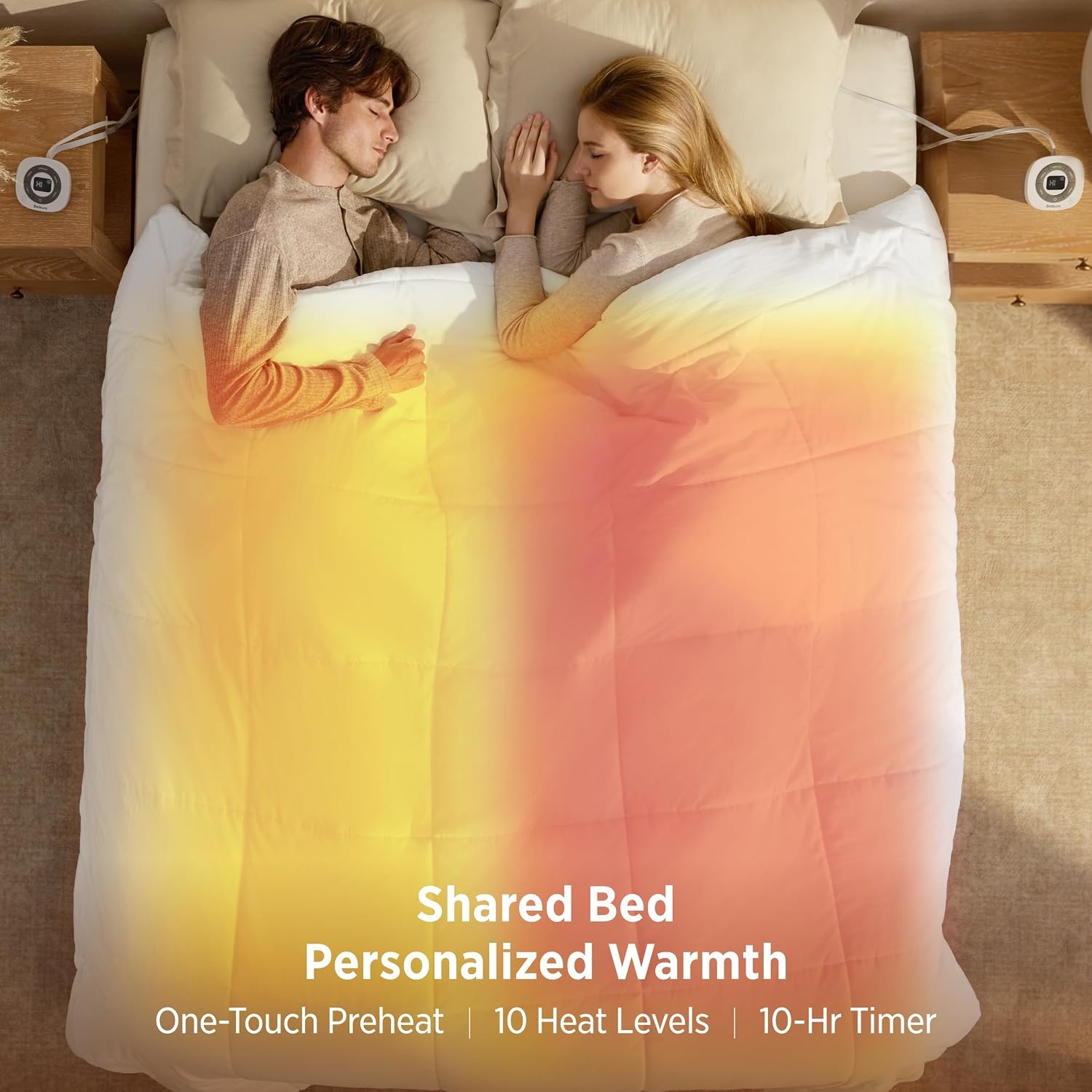 image:imageBedsure HeatX Heated Comforter Duvet Insert Queen Thick Heated Blanket01 White