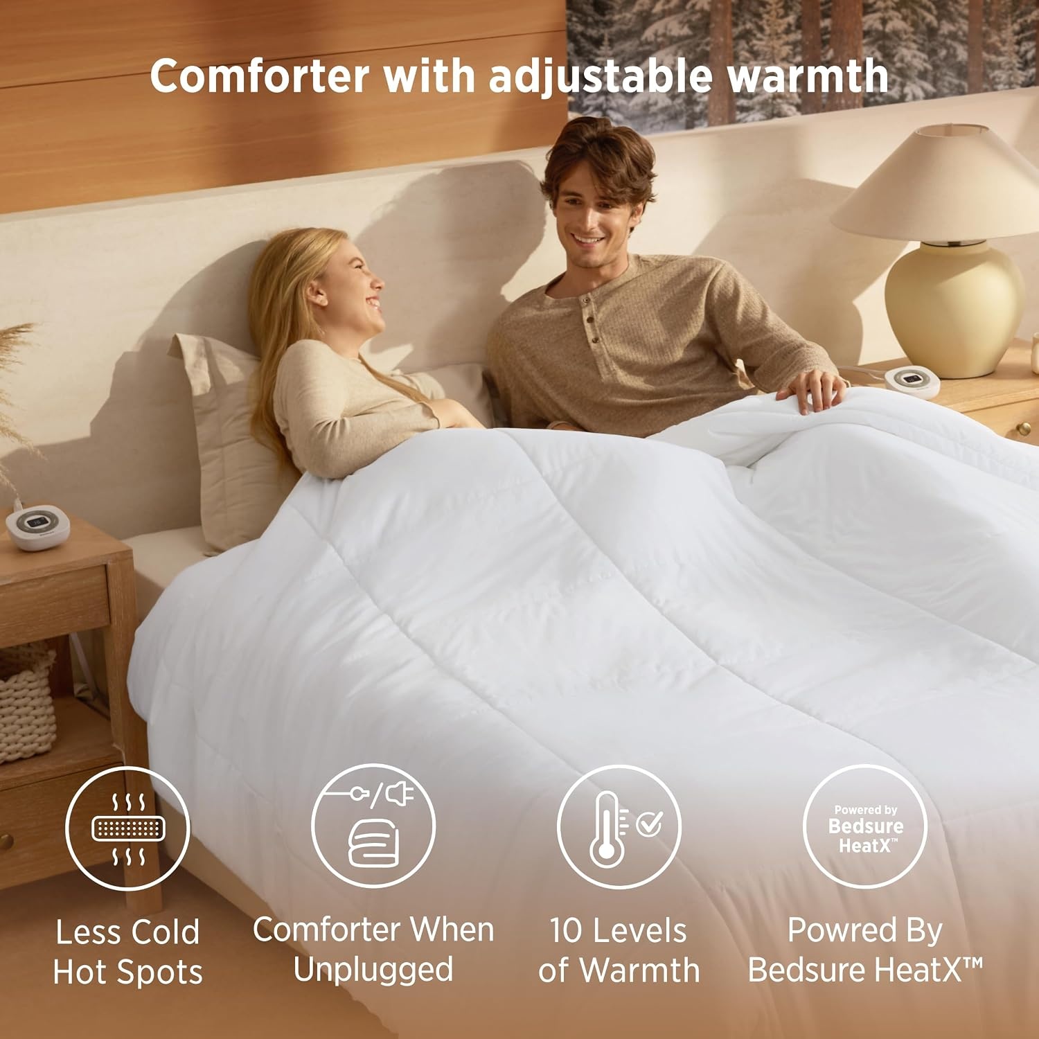 image:imageBedsure HeatX Heated Comforter Duvet Insert Queen Thick Heated Blanket01 White