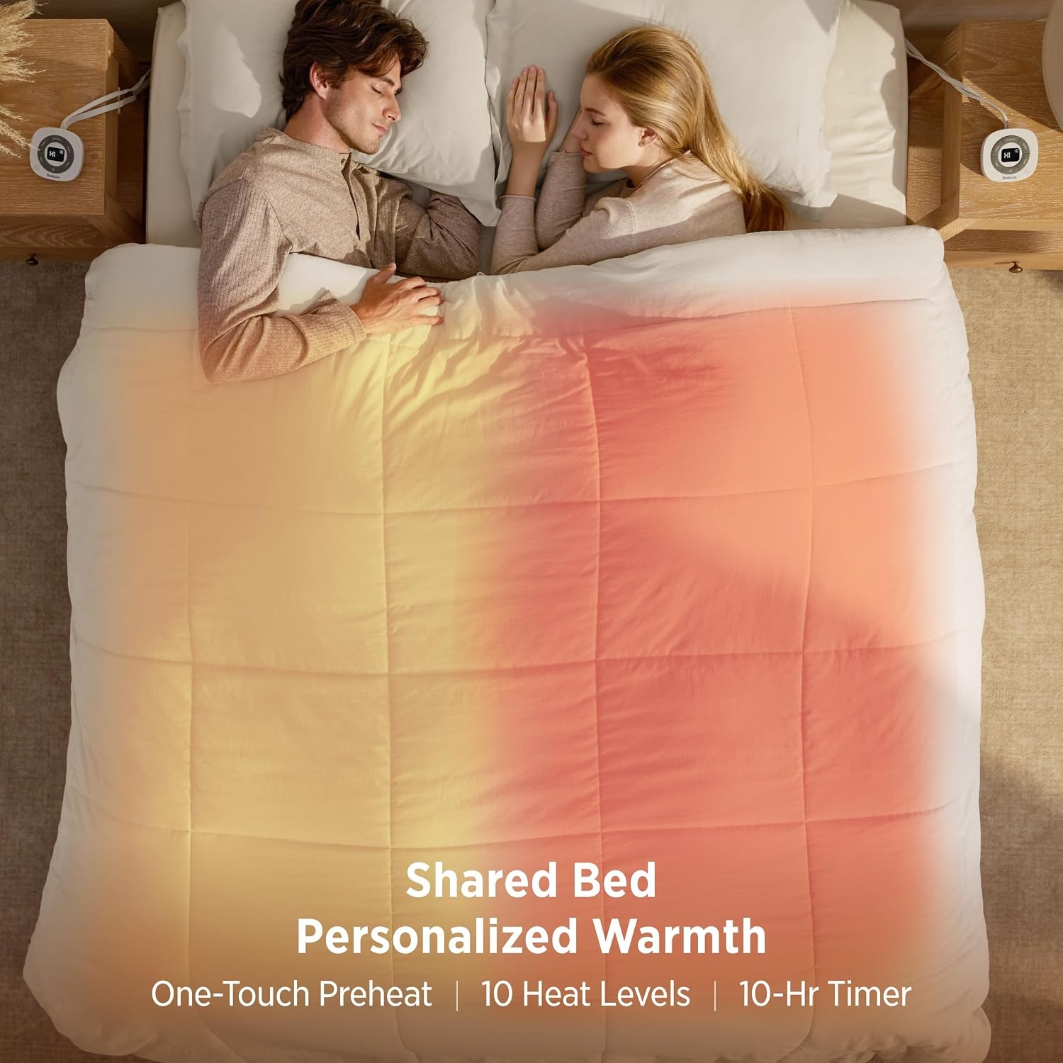 image:imageBedsure HeatX Heated Comforter Duvet Insert Queen Thick Heated Blanket02 Beige