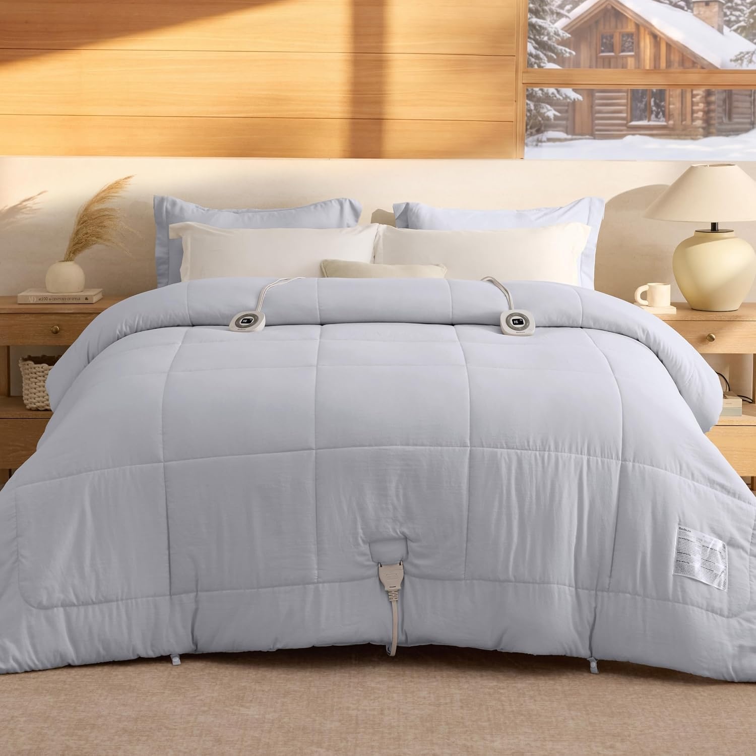 image:imageBedsure HeatX Heated Comforter Duvet Insert Queen Thick Heated Blanket03 Grey