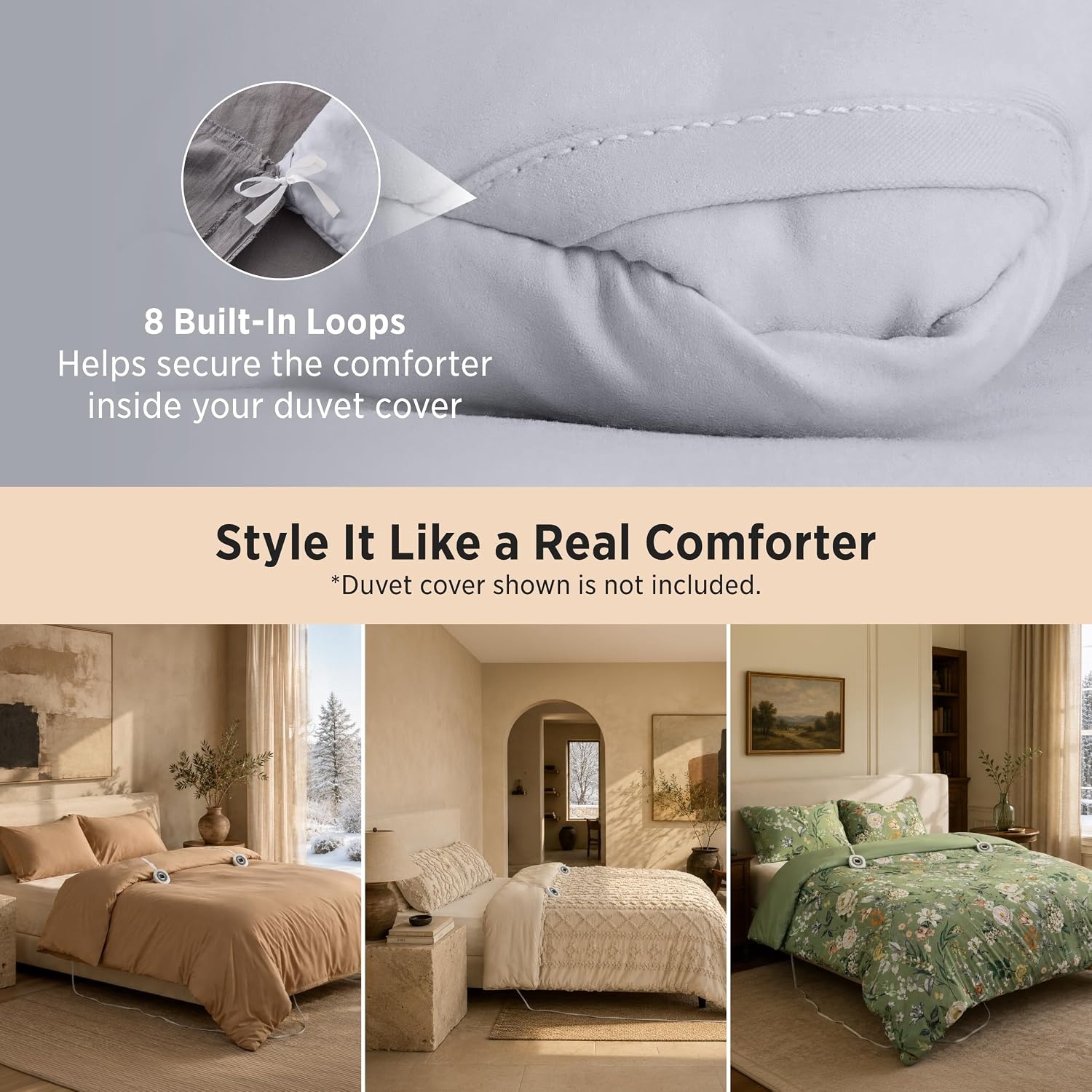 image:imageBedsure HeatX Heated Comforter Duvet Insert Queen Thick Heated Blanket03 Grey
