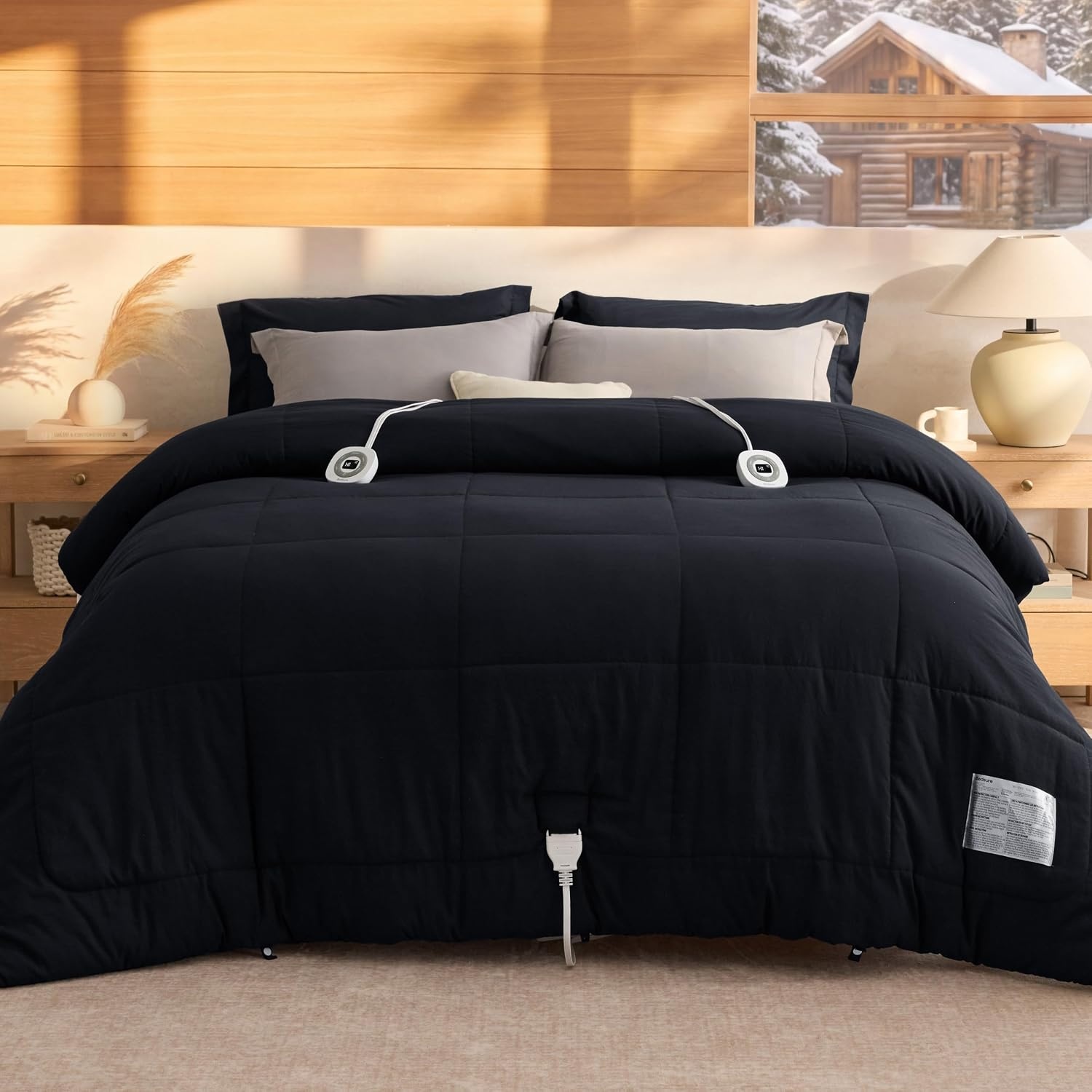 image:imageBedsure HeatX Heated Comforter Duvet Insert Queen Thick Heated Blanket04 Black