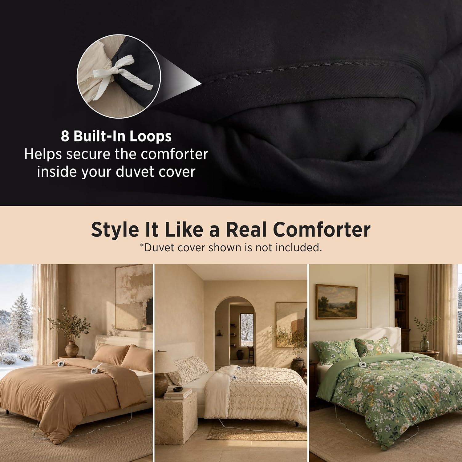 image:imageBedsure HeatX Heated Comforter Duvet Insert Queen Thick Heated Blanket04 Black