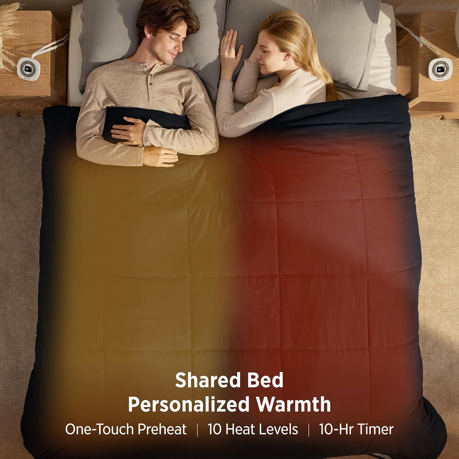 image:imageBedsure HeatX Heated Comforter Duvet Insert Queen Thick Heated Blanket04 Black