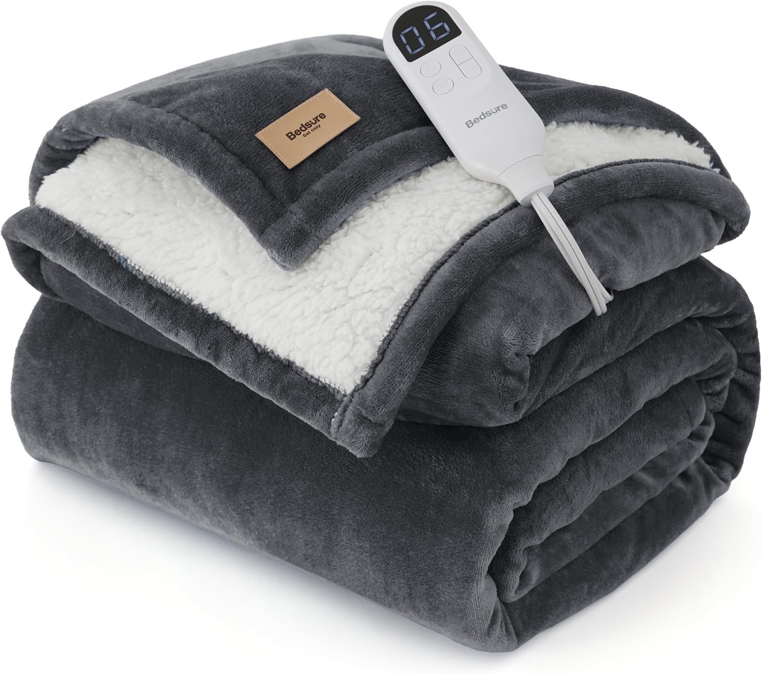 image:imageBedsure HeatX Heated Throw Blanket Electric Blanket with Preheat Grey01 Grey