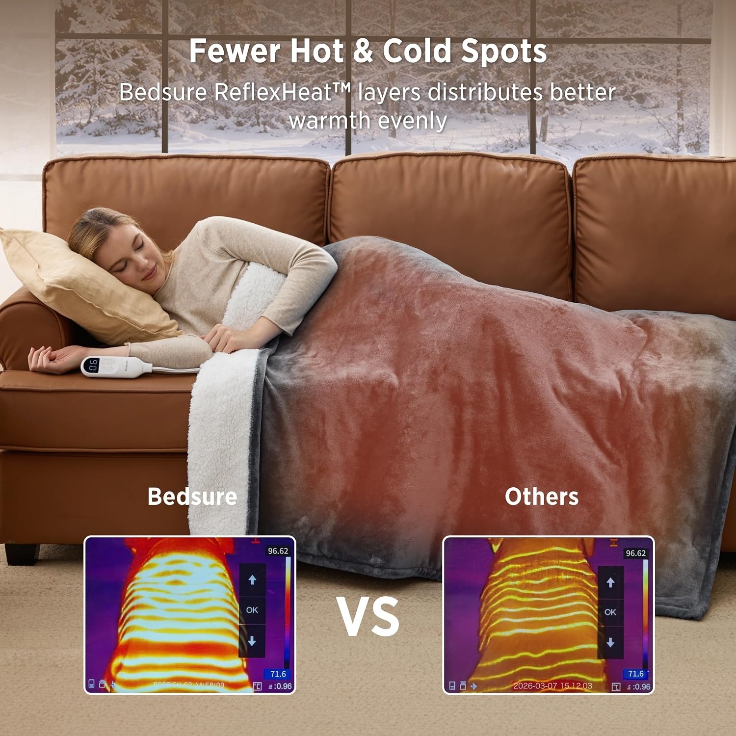 image:imageBedsure HeatX Heated Throw Blanket Electric Blanket with Preheat Grey01 Grey