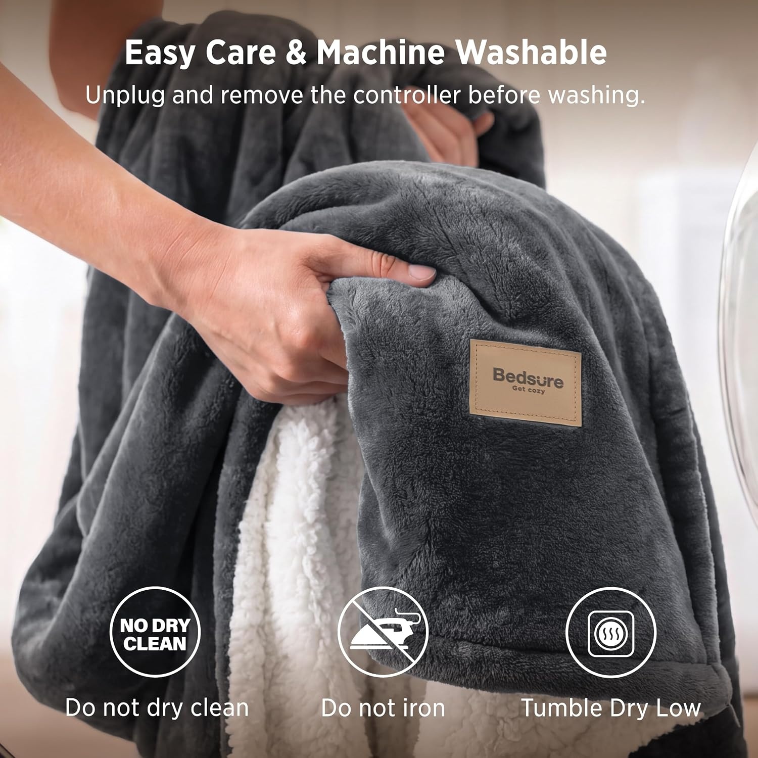 image:imageBedsure HeatX Heated Throw Blanket Electric Blanket with Preheat Grey01 Grey