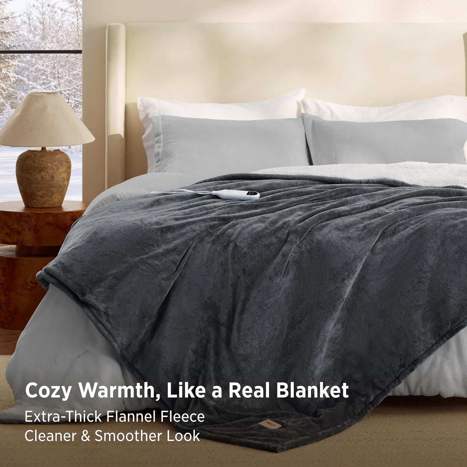 image:imageBedsure HeatX Heated Throw Blanket Electric Blanket with Preheat Grey01 Grey