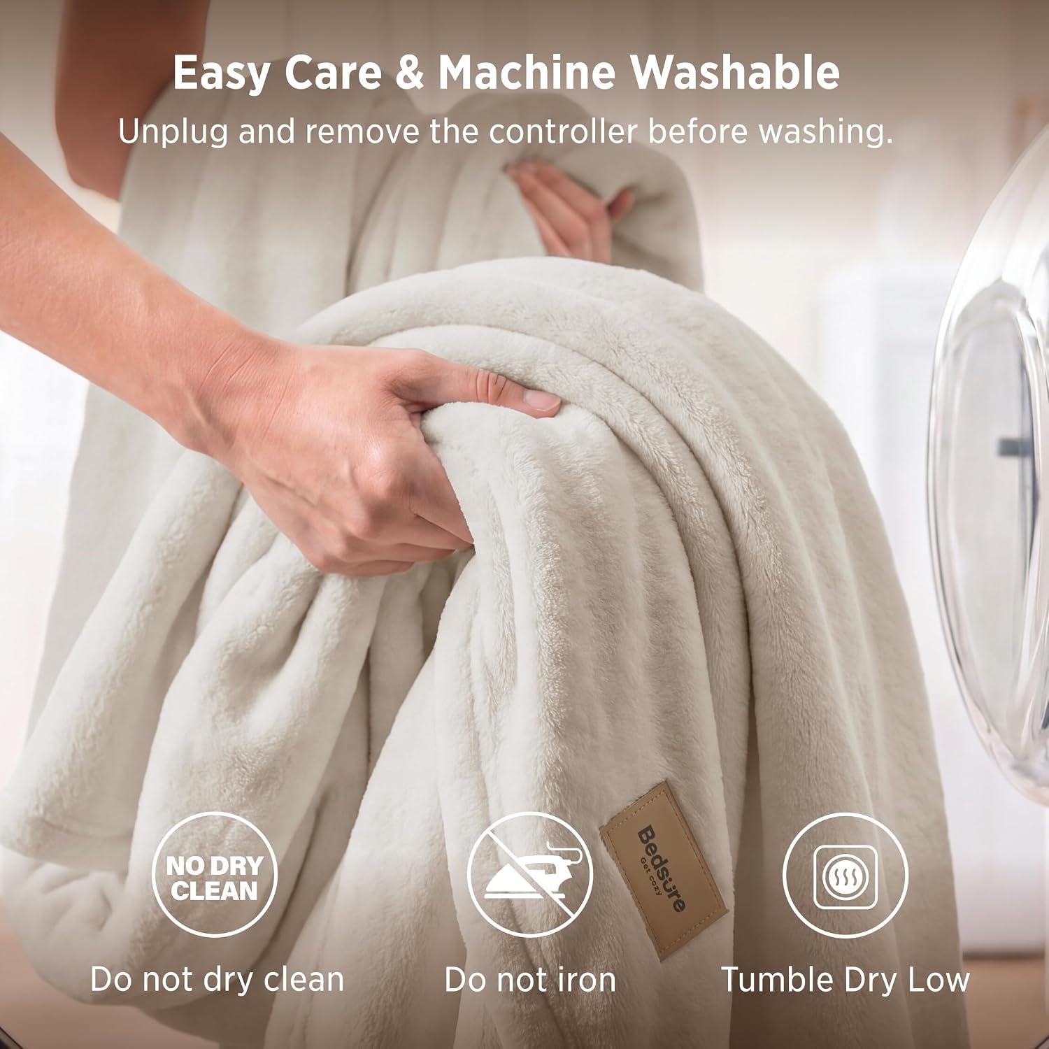 image:imageBedsure HeatX Heated Throw Blanket Electric Blanket with Preheat Grey02 Beige