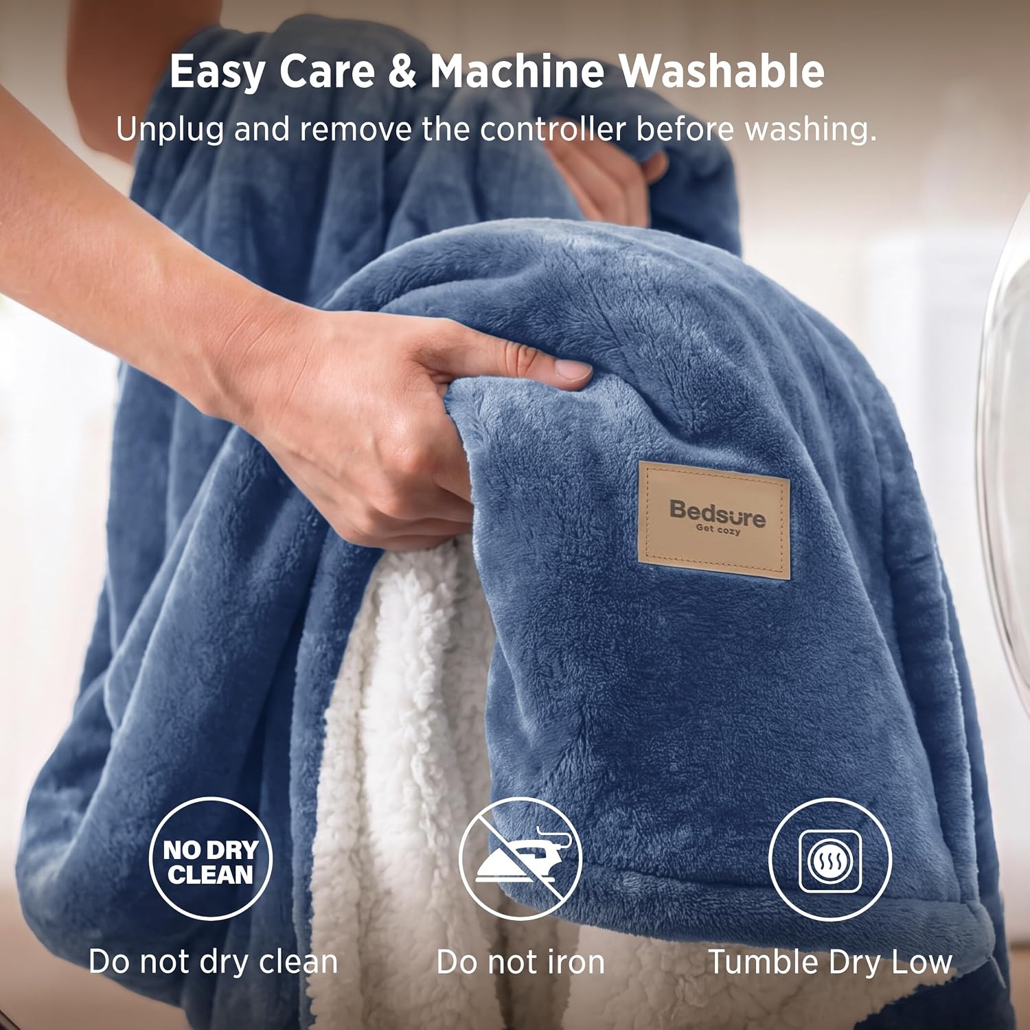 image:imageBedsure HeatX Heated Throw Blanket Electric Blanket with Preheat Grey03 Blue