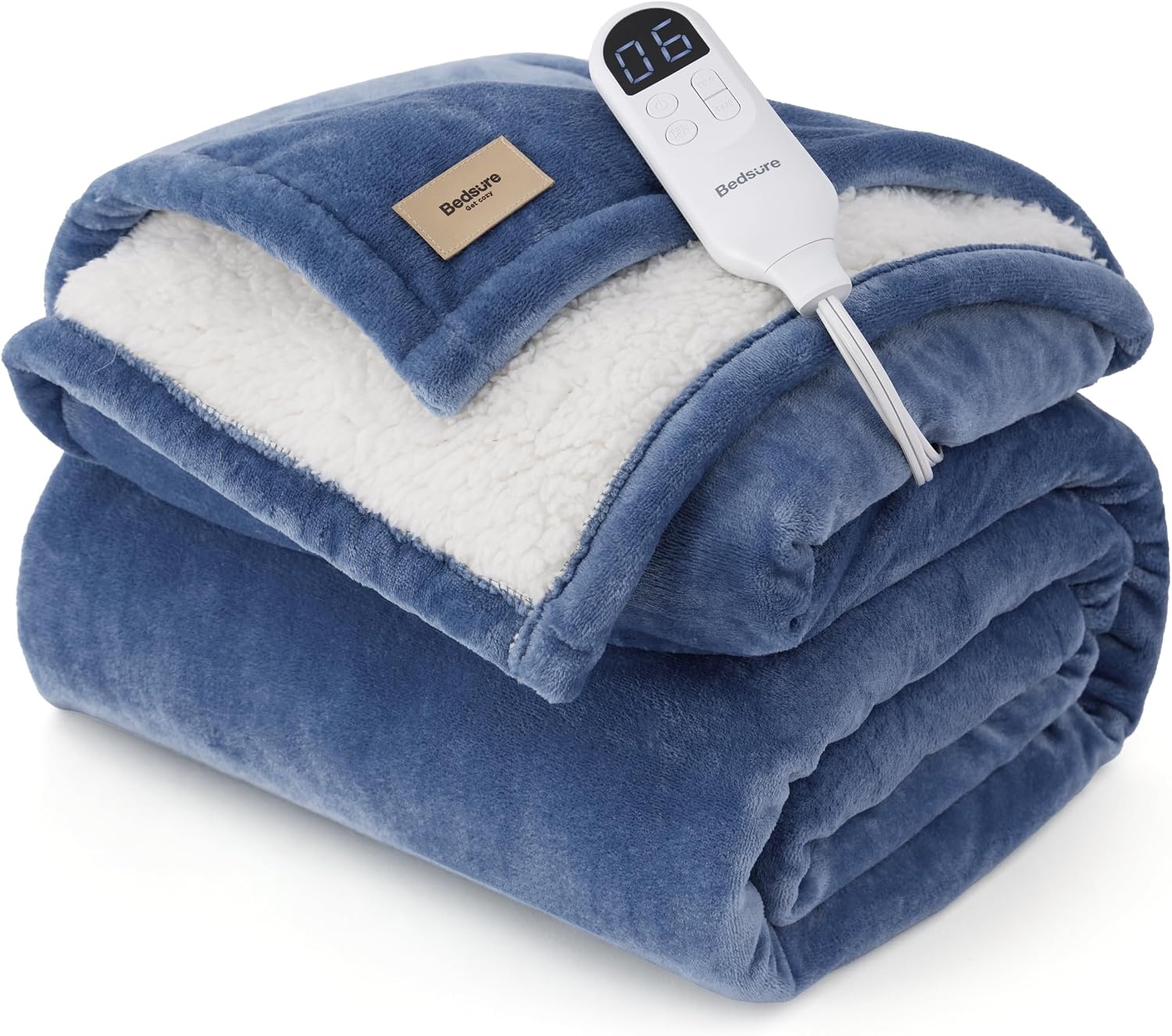 image:imageBedsure HeatX Heated Throw Blanket Electric Blanket with Preheat Grey03 Blue