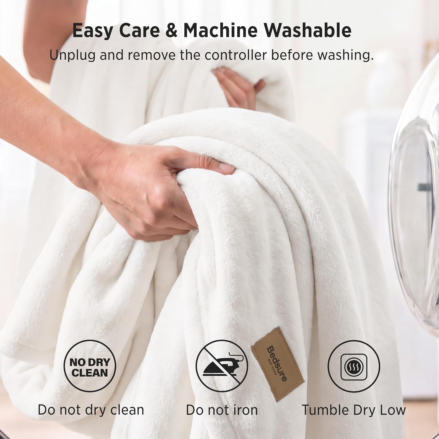image:imageBedsure HeatX Heated Throw Blanket Electric Blanket with Preheat Grey05 Coconut White