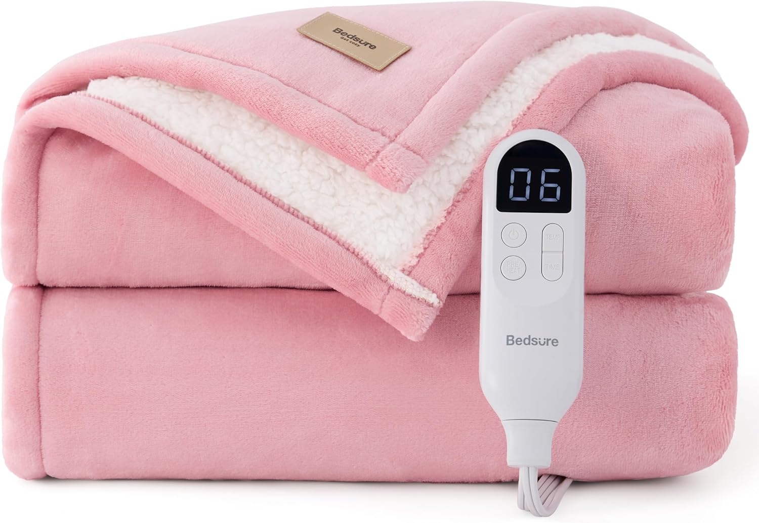 image:imageBedsure HeatX Heated Throw Blanket Electric Blanket with Preheat Grey06 Pink