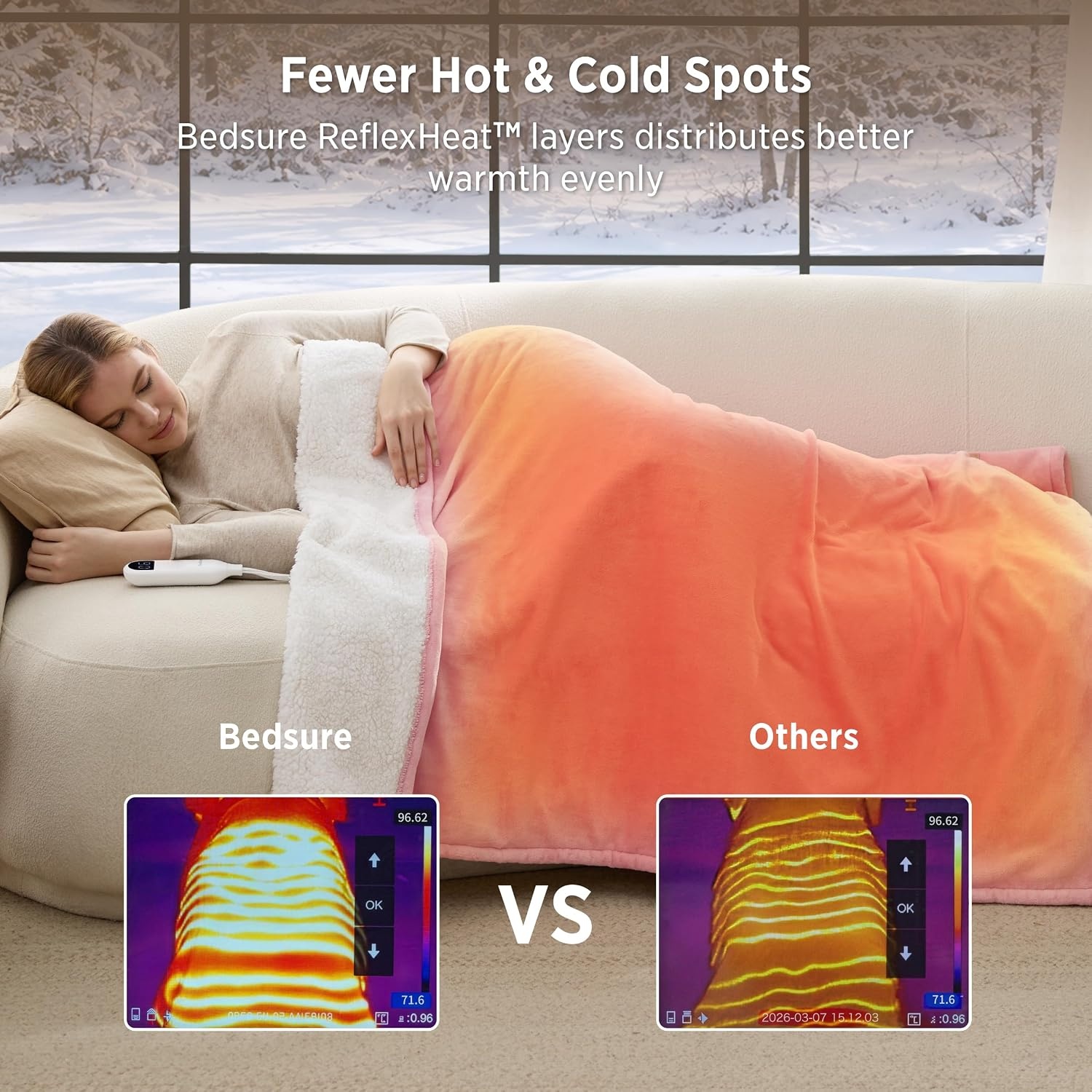 image:imageBedsure HeatX Heated Throw Blanket Electric Blanket with Preheat Grey06 Pink