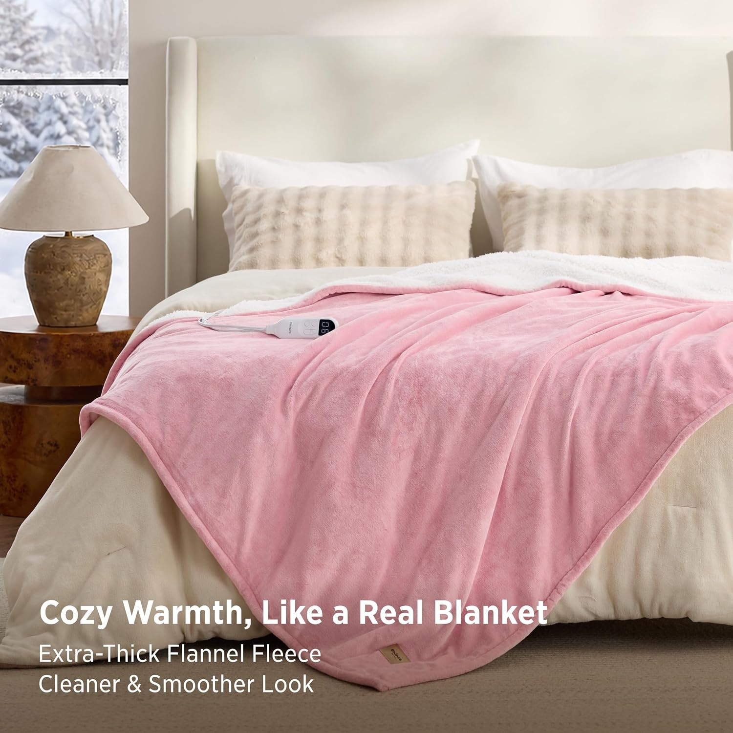 image:imageBedsure HeatX Heated Throw Blanket Electric Blanket with Preheat Grey06 Pink