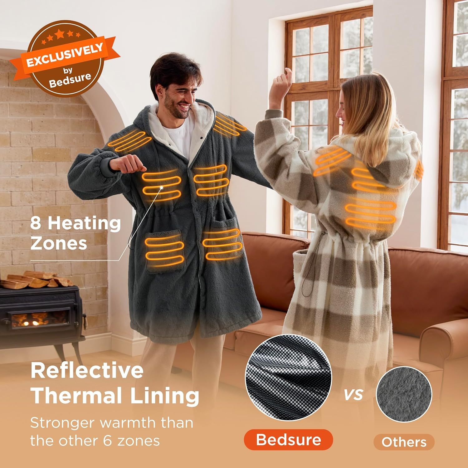 image:imageBedsure Portable Heated Wearable Blanket Hoodie Faux Cashmere Electric Blanket with 20000mAh Battery Pack Cordless USB Heated Throw Winter Gifts for Women 4 Heat Levels amp 4 Timers 22x43 Grey