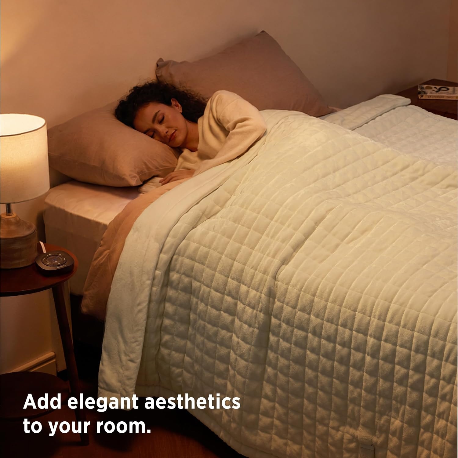 image:imageBedsure Quilted Heated Blanket Queen Size Filled for Extra Warmth Taupe01 Ivory Square