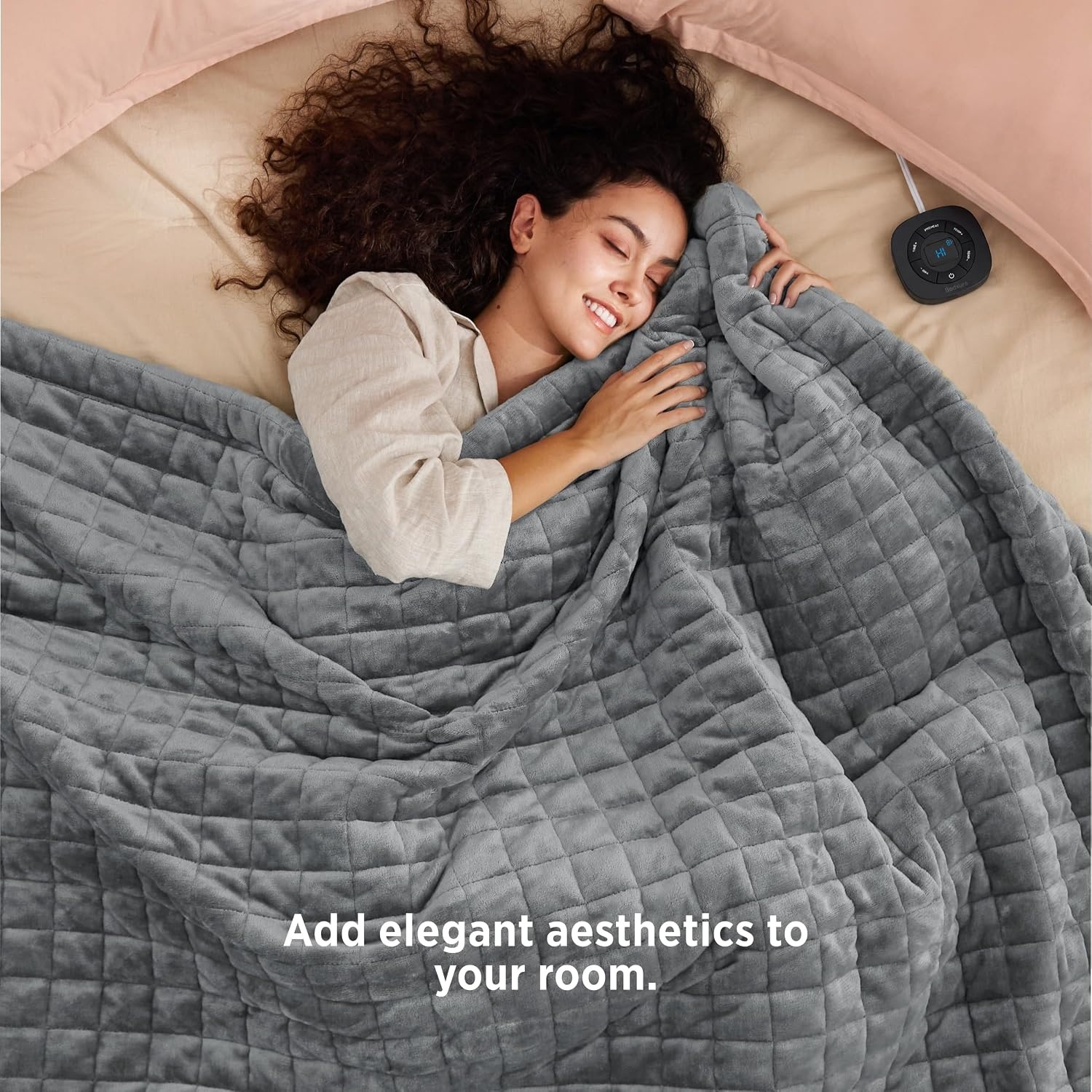 image:imageBedsure Quilted Heated Blanket Queen Size Filled for Extra Warmth Taupe02 Formal Gray Square
