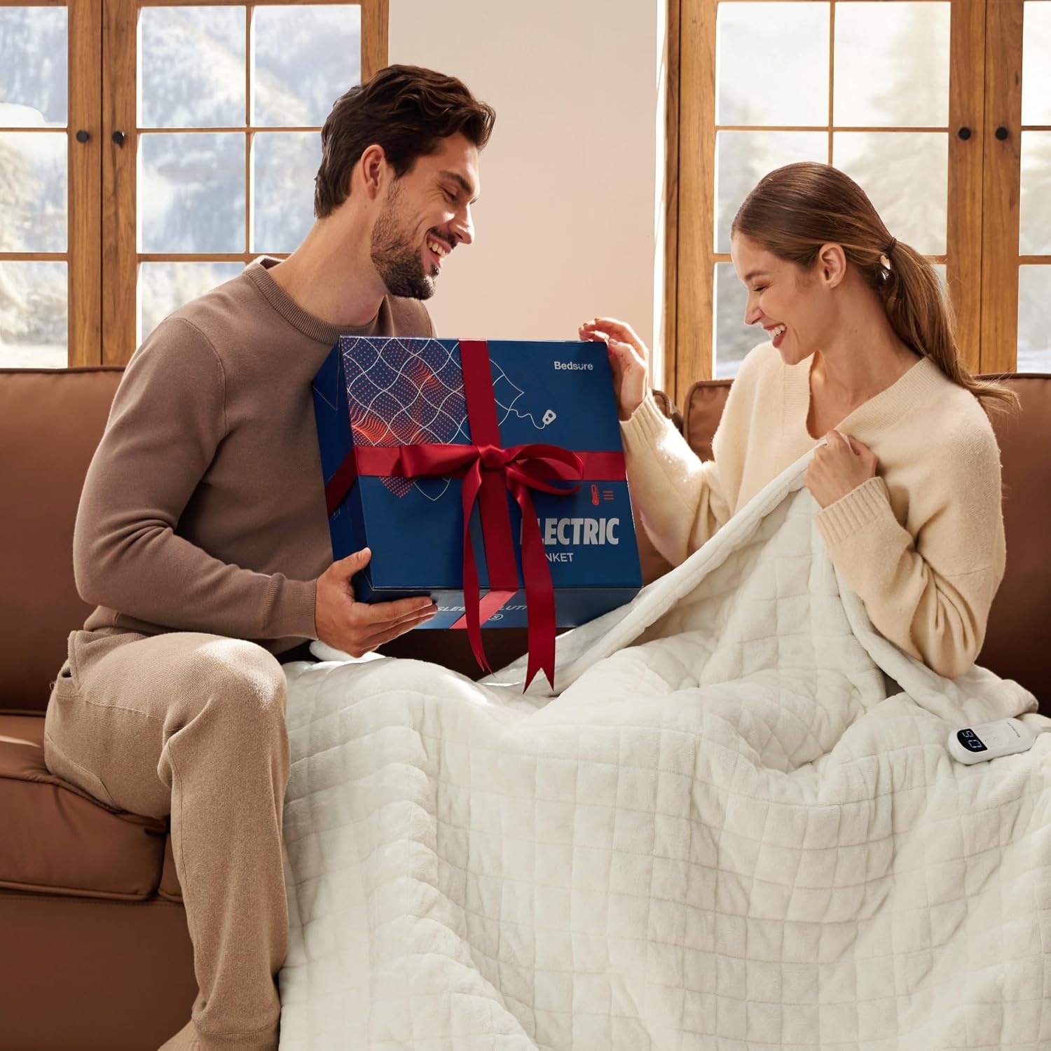 image:imageBedsure Quilted Heated Blanket Queen Size Filled for Extra Warmth Taupe02 Formal Gray Square