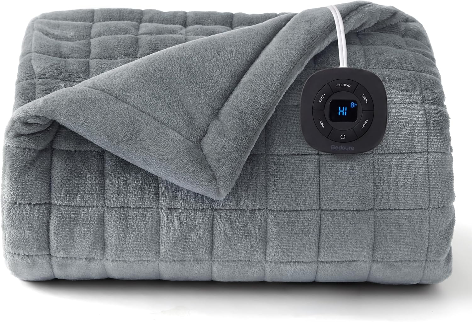 image:imageBedsure Quilted Heated Blanket Queen Size Filled for Extra Warmth Taupe02 Formal Gray Square