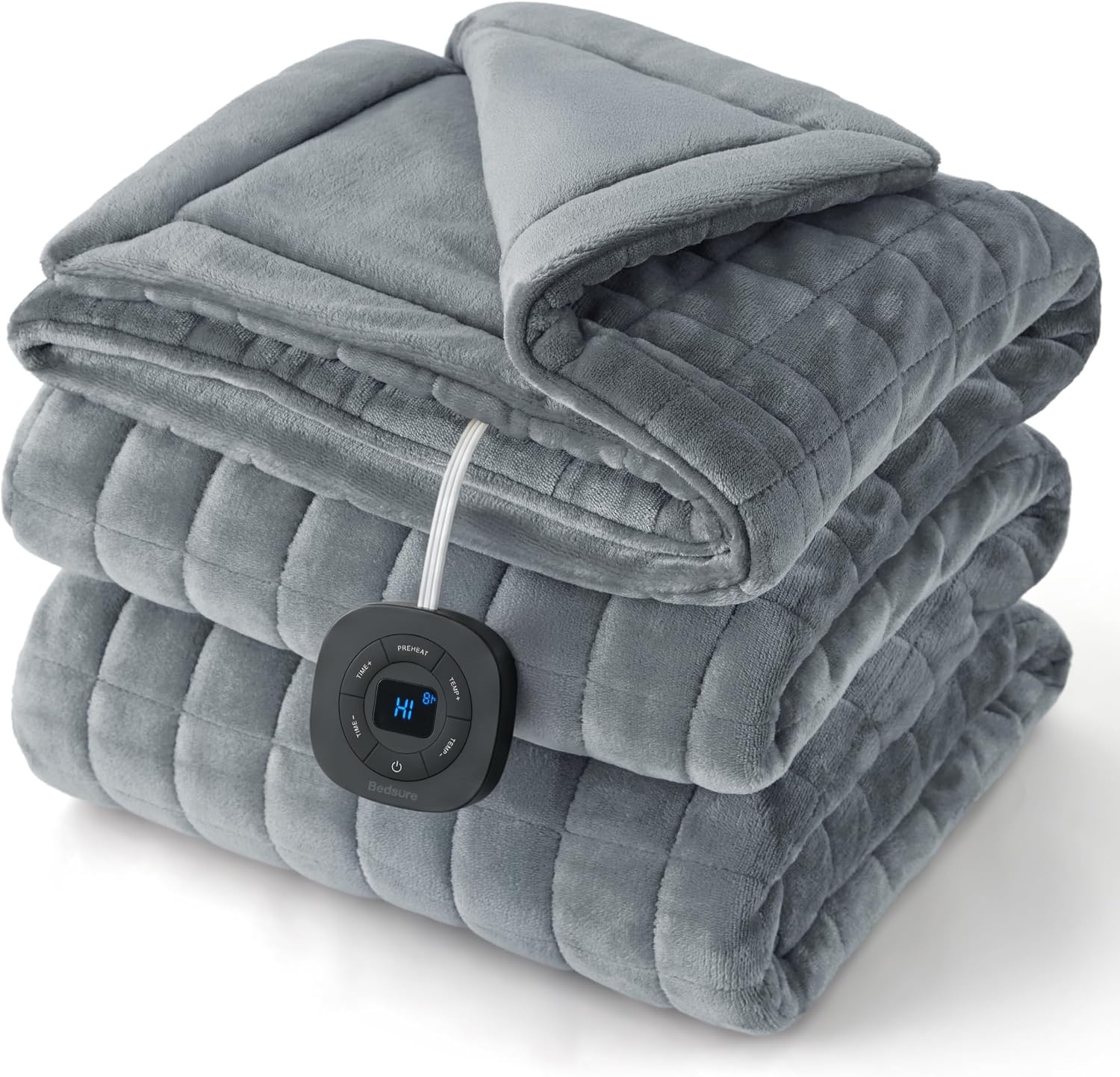 image:imageBedsure Quilted Heated Blanket Queen Size Filled for Extra Warmth Taupe02 Formal Gray Square