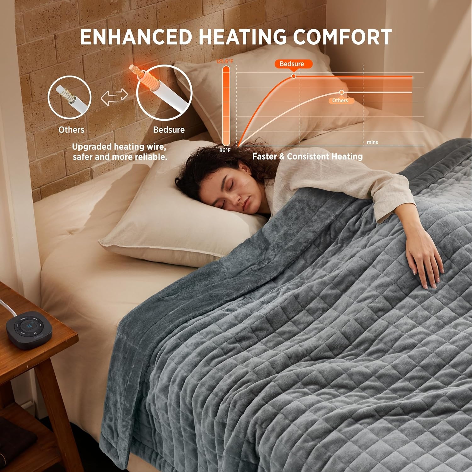 image:imageBedsure Quilted Heated Blanket Queen Size Filled for Extra Warmth Taupe02 Formal Gray Square