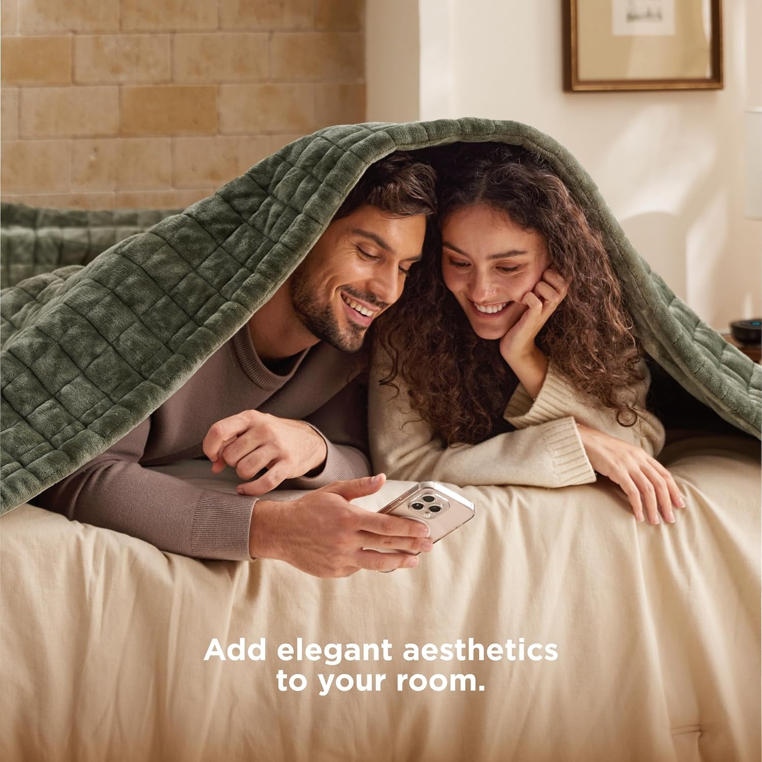 image:imageBedsure Quilted Heated Blanket Queen Size Filled for Extra Warmth Taupe03 Olive Green Square