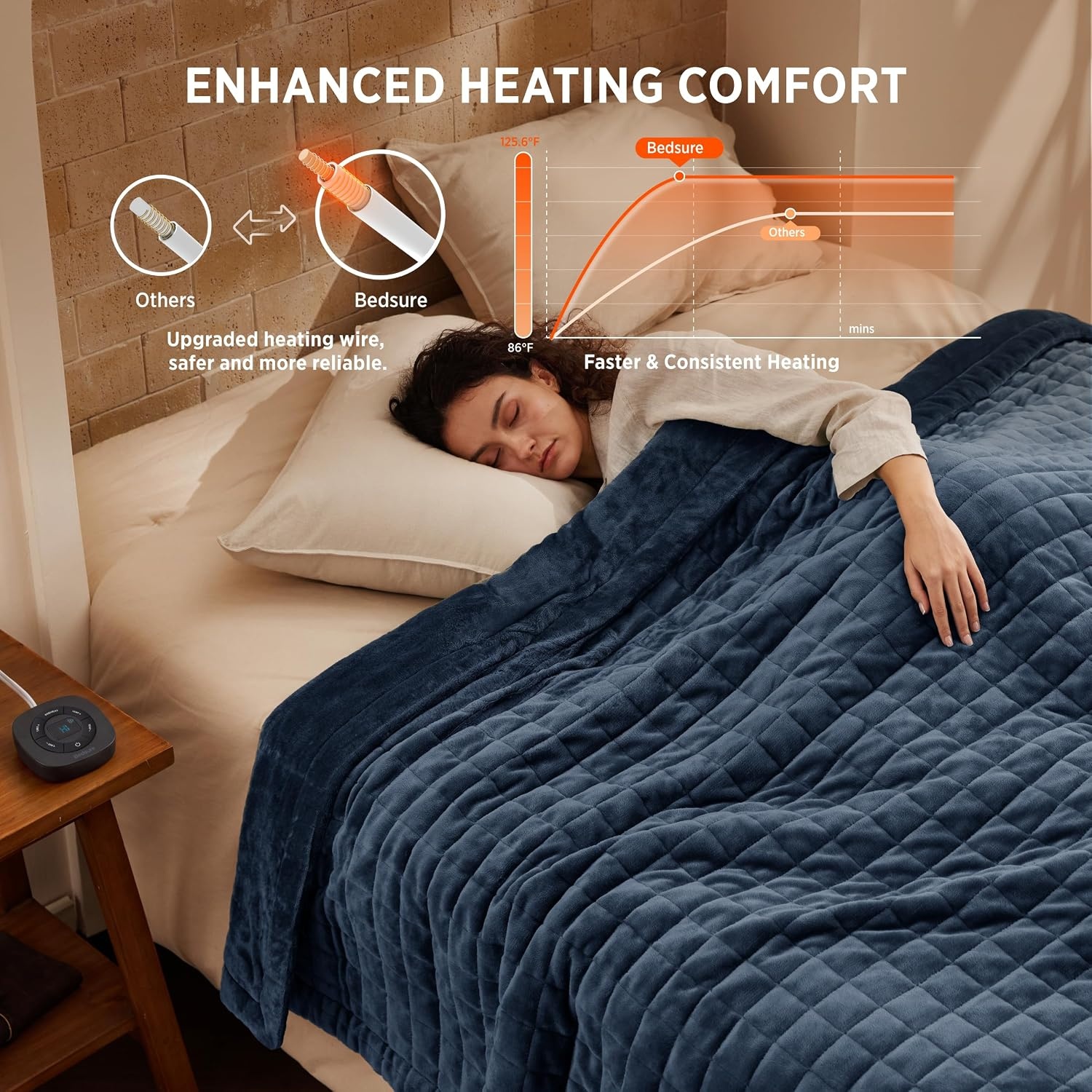 image:imageBedsure Quilted Heated Blanket Queen Size Filled for Extra Warmth Taupe04 Bering Sea Square