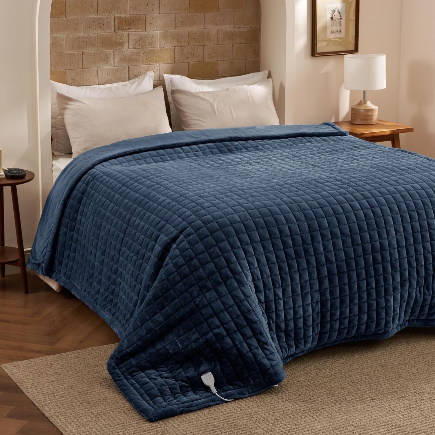 image:imageBedsure Quilted Heated Blanket Queen Size Filled for Extra Warmth Taupe04 Bering Sea Square