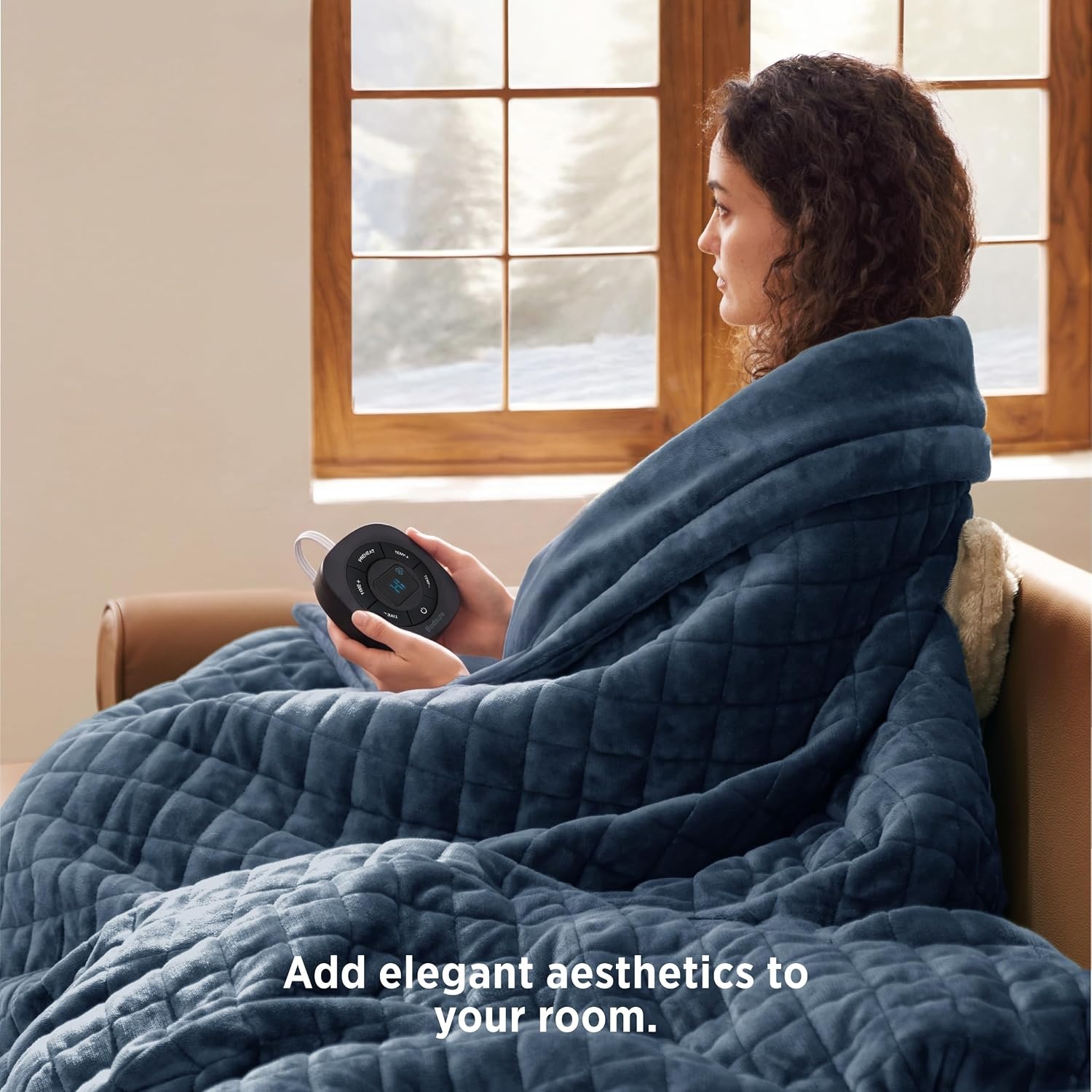 image:imageBedsure Quilted Heated Blanket Queen Size Filled for Extra Warmth Taupe04 Bering Sea Square