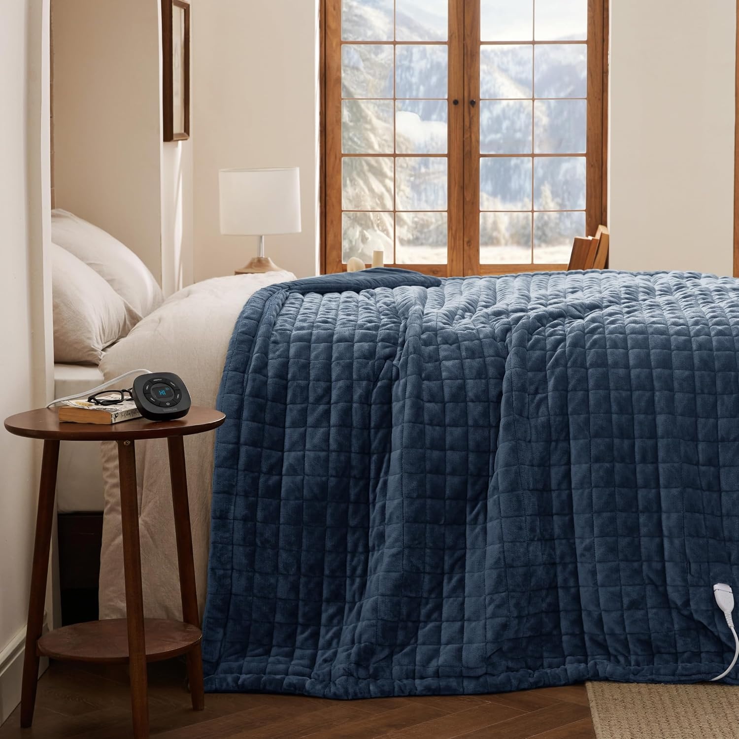 image:imageBedsure Quilted Heated Blanket Queen Size Filled for Extra Warmth Taupe04 Bering Sea Square