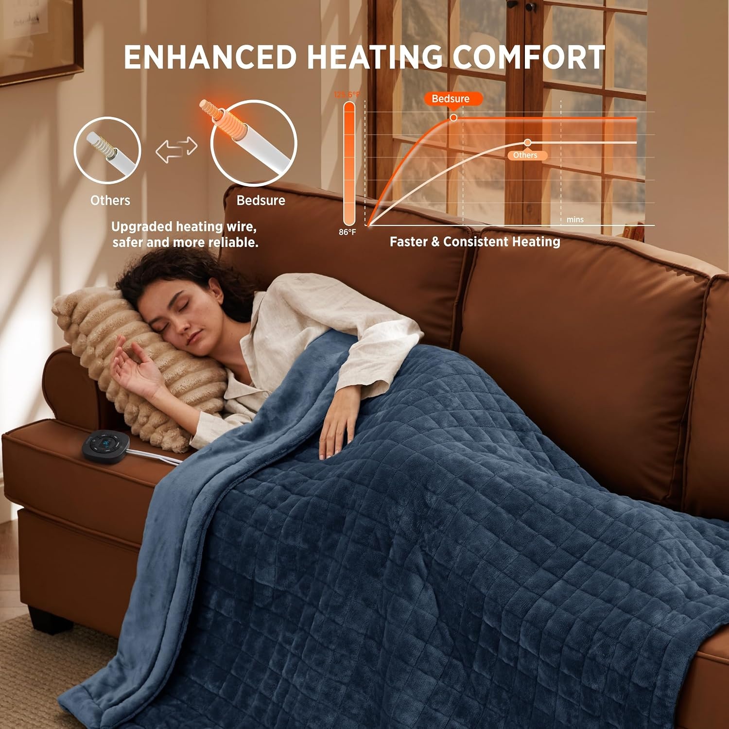 image:imageBedsure Quilted Heated Blanket Queen Size Filled for Extra Warmth Taupe04 Bering Sea Square