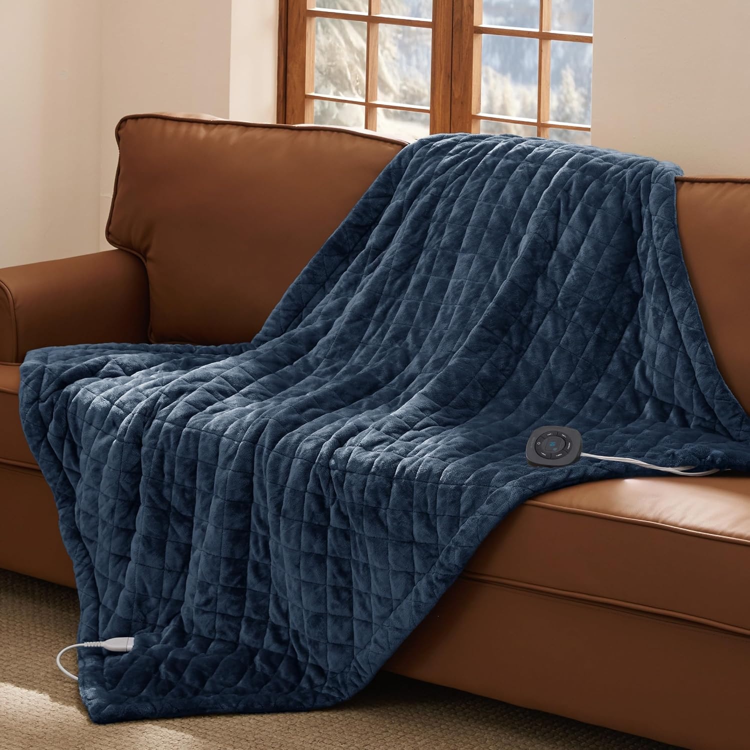 image:imageBedsure Quilted Heated Blanket Queen Size Filled for Extra Warmth Taupe04 Bering Sea Square