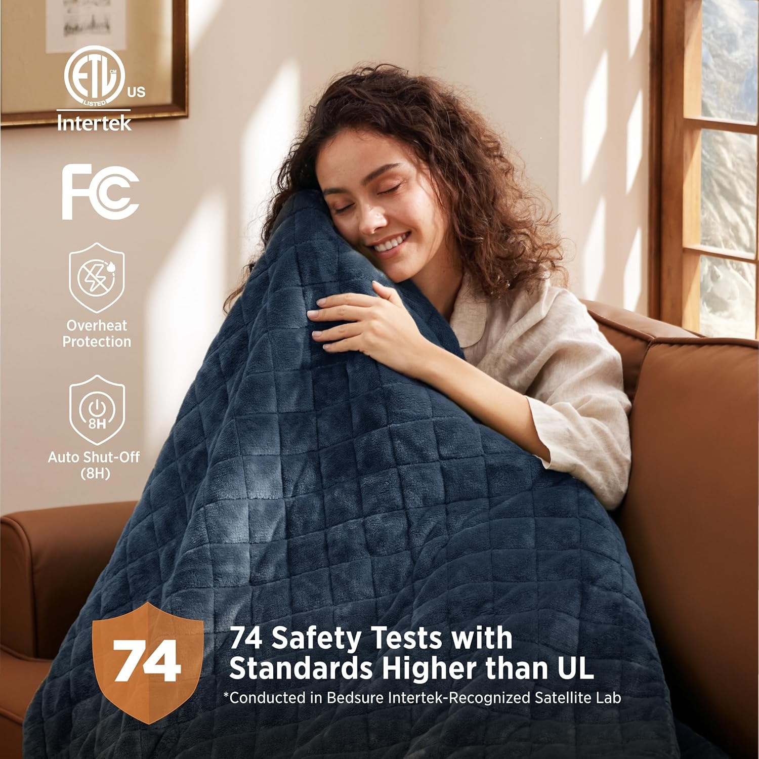 image:imageBedsure Quilted Heated Blanket Queen Size Filled for Extra Warmth Taupe04 Bering Sea Square